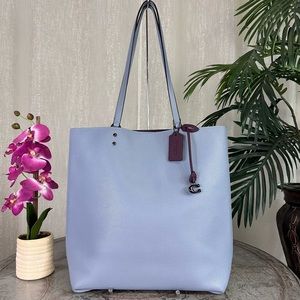Coach Pebbled Leather Plaza Tote 88341 Pewter/Bluebell